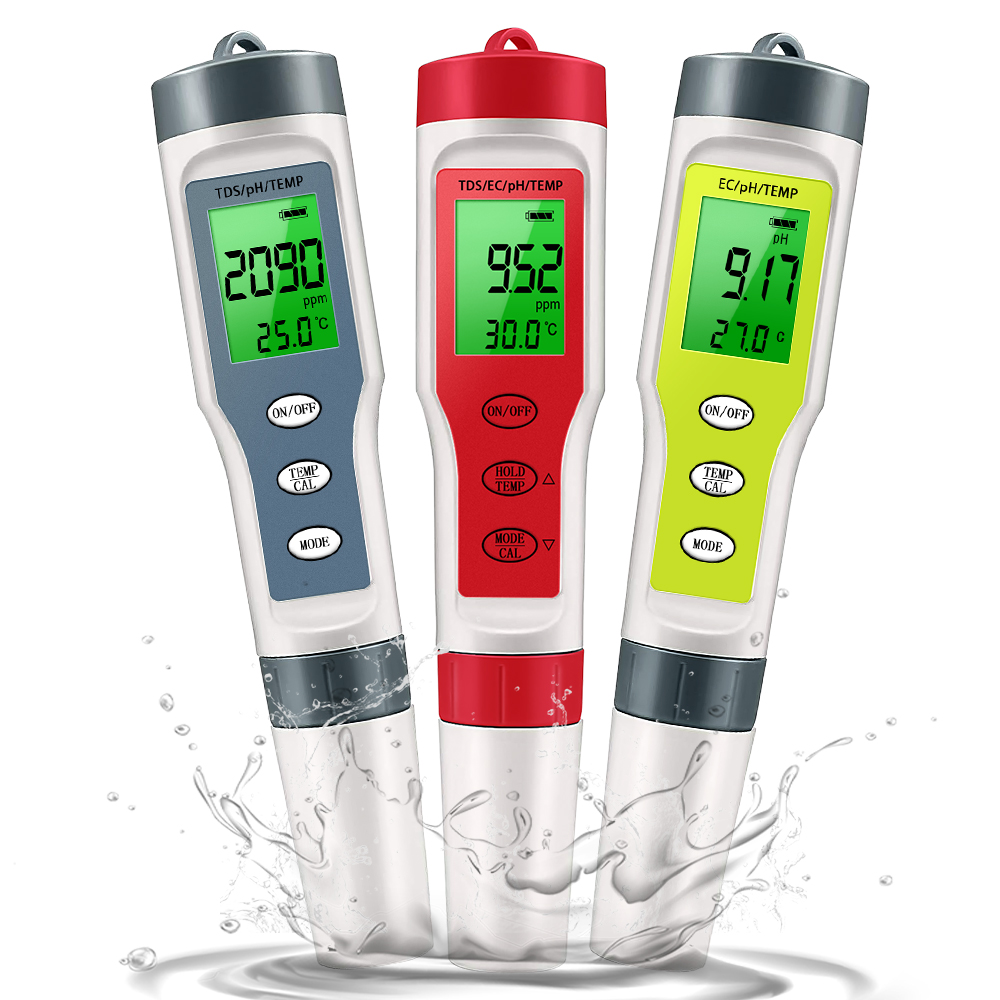 Ph Meter Digital Water Tester - PH Meter Waterproof PH/TDS/EC/Temp Meter Digital