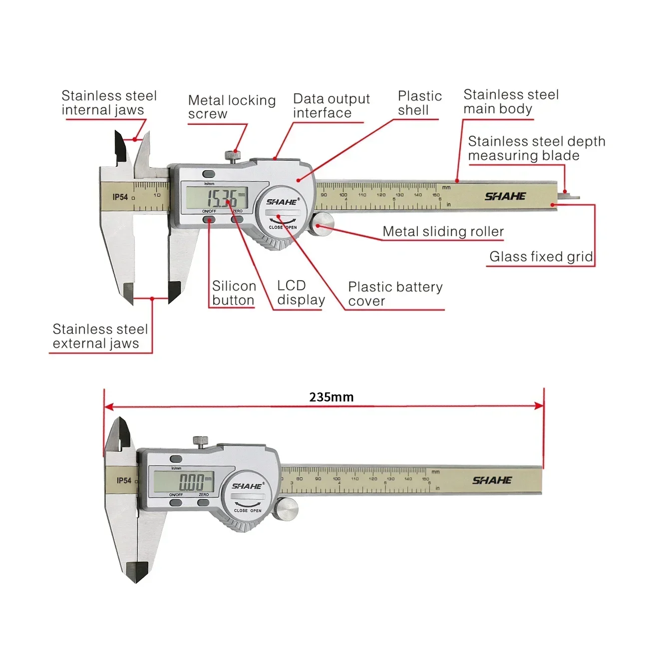 SHAHE Electronic Digital Calip - Digital Caliper 150Mm Stainless Steel 评论和价格