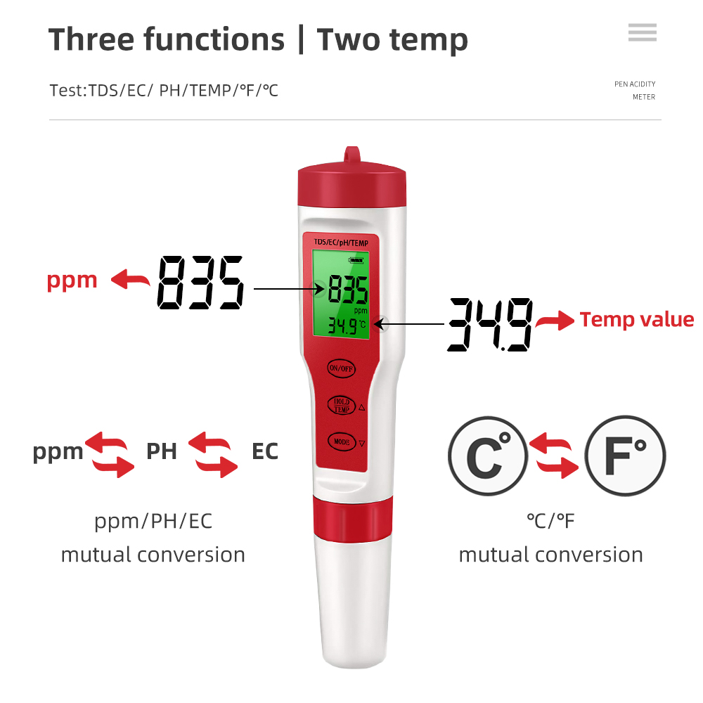 PH Meter Waterproof PH/TDS/EC/ - Ph Meter Digital Water Tester 评论和价格