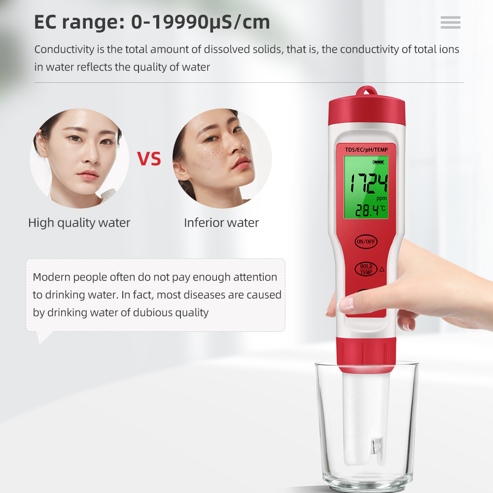 PH Meter Waterproof PH/TDS/EC/ - Ph Meter Digital Water Tester 评论和价格